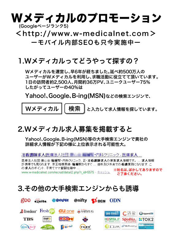 Wメディカルのプロモーション表
